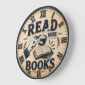 Read More Books Reading Lover Gift ラージ壁時計 (傾斜)