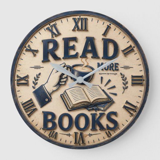 Read More Books Reading Lover Gift ラージ壁時計 (正面)