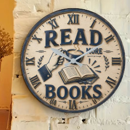Read More Books Reading Lover Gift ラージ壁時計