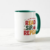 Read Sip Repeat ホリデークリスマス本 マグカップ (正面右)