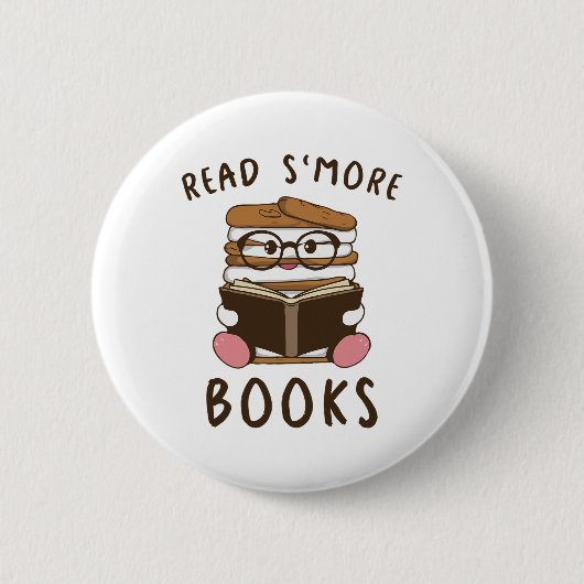 Read Smore' Books Camping Reading Books Lover Camp 缶バッジ (正面)