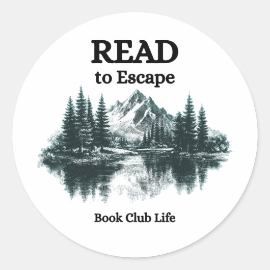 Read to Escape - Book Club Life Sticker ラウンドシール (正面)