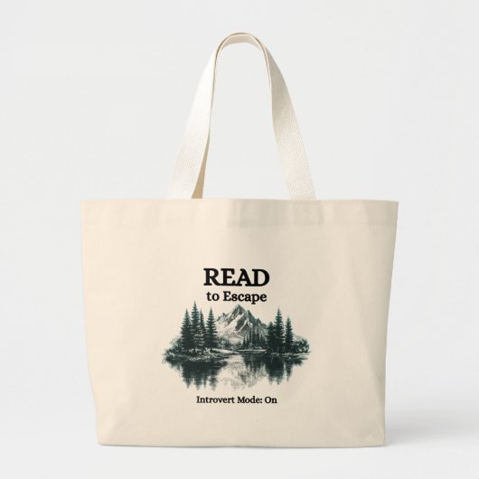 Read to Escape – Introvert Mode: On Tote Bag ラージトートバッグ (正面)
