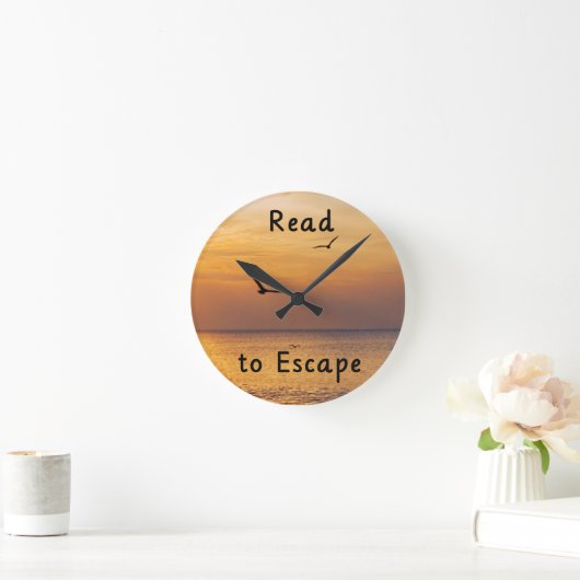 Read to Escape Wall Clock | Book Lover Quote ラウンド壁時計 (ホーム)