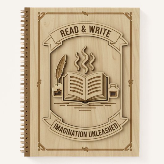 Read & Write Imagination Unleashed Wood Journal ノートブック (正面)