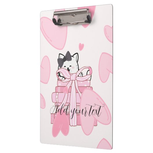 Read, Write, Love – Cat & Book Clipboard クリップボード (左)