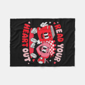 Read Your Heart Out Valentine's Day Retro Teacher  フリースブランケット (正面(横))