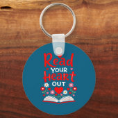 Read Your Heart Valentine Reading Book Girls Flowe キーホルダー (正面)