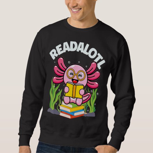 Readaolotl Axolotl読 A Lotlの本読の少年A スウェットシャツ (正面)