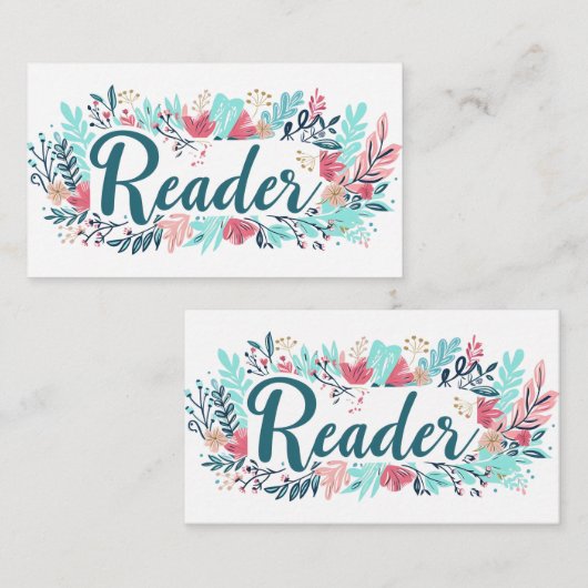 Reader カラフル Flowersのスローガン 名刺 (正面/裏面)