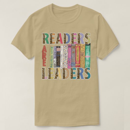 Readers Are Leaders Boho Leopard Book Lover Back T Tシャツ (デザイン正面)
