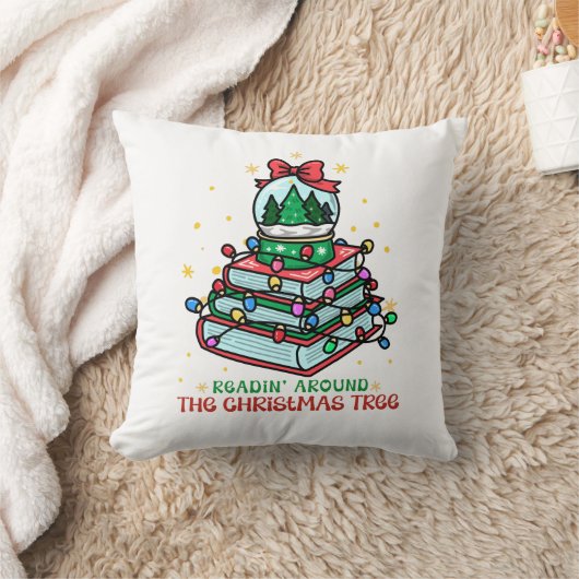 Readin’ Around the Christmas Tree Book Lover クッション (ブランケット)