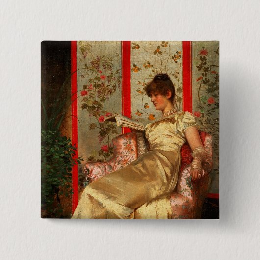 Reading女性 缶バッジ (正面)