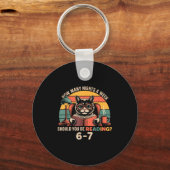 Reading 67 Meme Englieacher In Funny 67 Retro Cat  キーホルダー (正面)