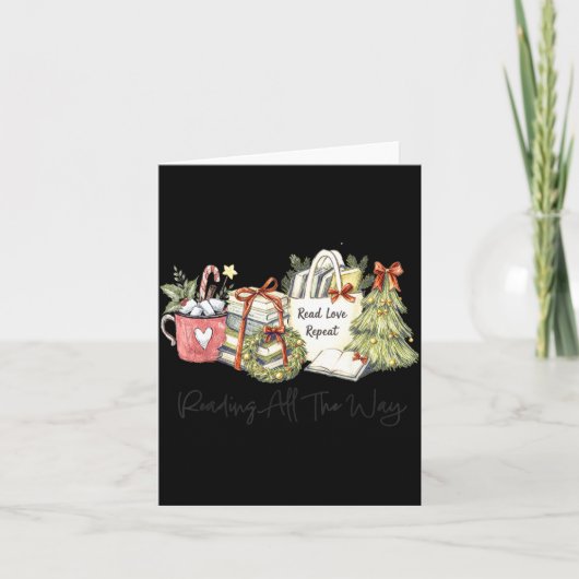Reading All The Way Christmas Book Lover For Women カード (正面)