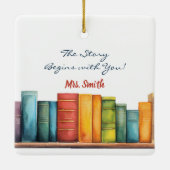 Reading Book School Teacher セラミックオーナメント (裏面)