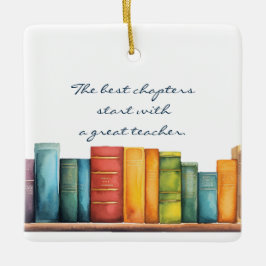 Reading Book School Teacher セラミックオーナメント