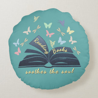 Reading Books Soothes The Soul Round Pillow ラウンドクッション