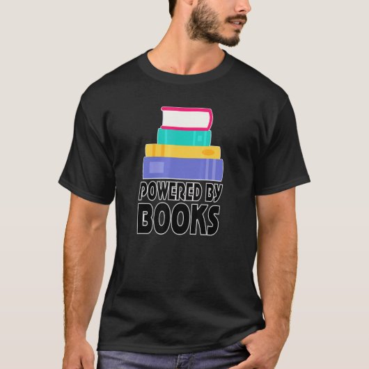 Reading Bookworm Powered By Books Tシャツ (正面)