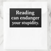Reading can endanger your stupidity 長方形シール (バッグ)