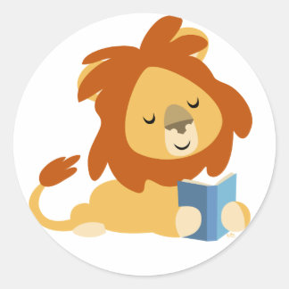 Reading Cartoon Lion丸ステッカー ラウンドシール