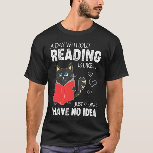 Reading Cat Cat Cool Book Worm Tシャツ (正面)