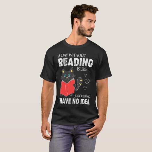 Reading Cat   Cat   Cool Book Worm Tシャツ (正面フル)