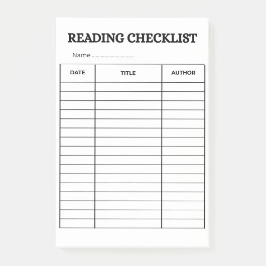 reading checklist ポストイット (正面)