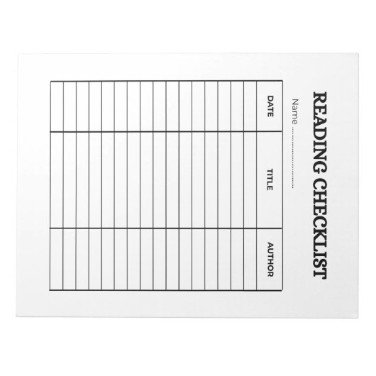 Reading Checklist Tracker ノートパッド (正面)