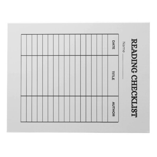 Reading Checklist Tracker ノートパッド (正面)