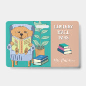 Reading Dog Horizontal Library Hall Pass Badge バッジ (正面)