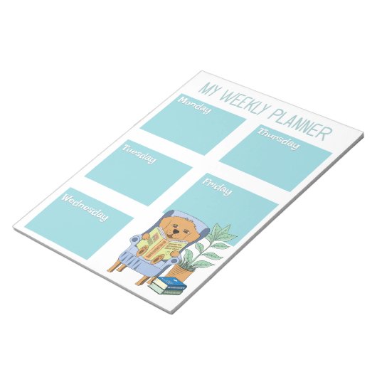 Reading Dog Kid Weekly Planner Notepad ノートパッド (アングル)
