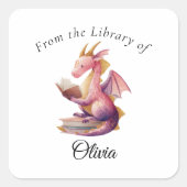 Reading Dragon Bookplate Sticker – From the  スクエアシール (正面)