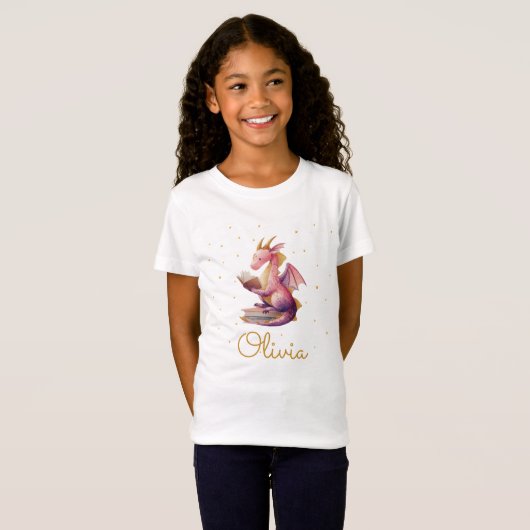 Reading Dragon Girls’ T-Shirt – Personalized Name Tシャツ (正面フル)