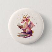 Reading Dragon Round Button – Custom Background 缶バッジ (正面)
