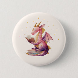 Reading Dragon Round Button – Custom Background 缶バッジ