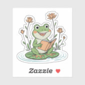 Reading Frog Sticker | Cute LilyPad Bookish Design シール (シート)