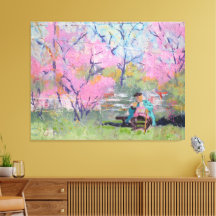 Reading Her Letter Redbuds / Artist Larry Lerew