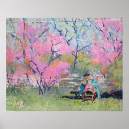 Reading Her Letter Redbuds / Artist Larry Lerew ポスター