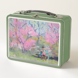 Reading Her Letter Redbuds / Artist Larry Lerew メタルランチボックス