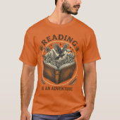 Reading Is An Adventure - Vintage Book & Tropical  Tシャツ (正面)