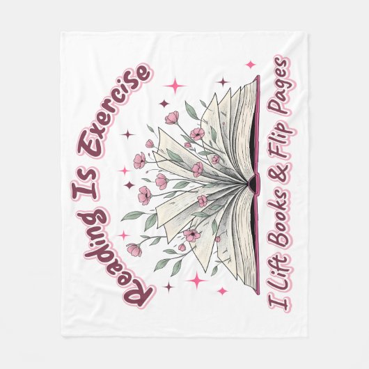 Reading Is Exercise.... フリースブランケット (正面)