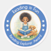 Reading is Fun Reading Explorer Award ラウンドシール (正面)