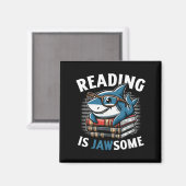 Reading Is Jawsome Shark Books Bookworm Reader  マグネット (正面/裏面)