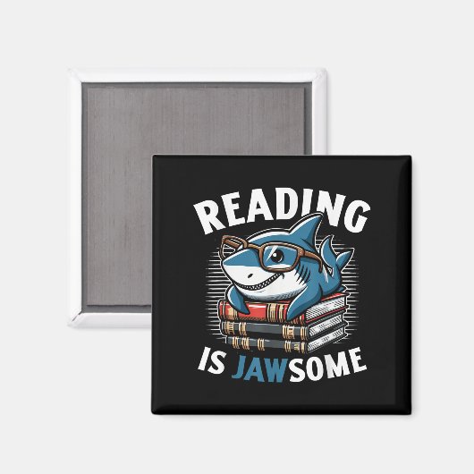 Reading Is Jawsome Shark Books Bookworm Reader  マグネット (正面/裏面)