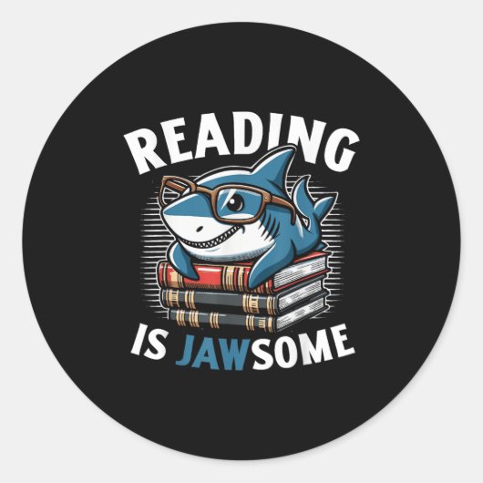 Reading Is Jawsome Shark Books Bookworm Reader  ラウンドシール (正面)