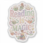 Reading is magic - cozy book lover reading シール (正面)