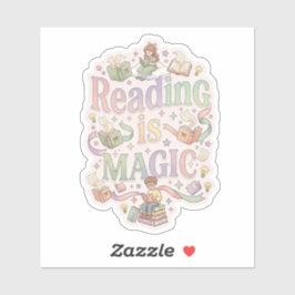 Reading is magic - cozy book lover reading シール