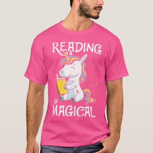 Reading Is Magical Book Lover Unicorn English Teac Tシャツ (正面)