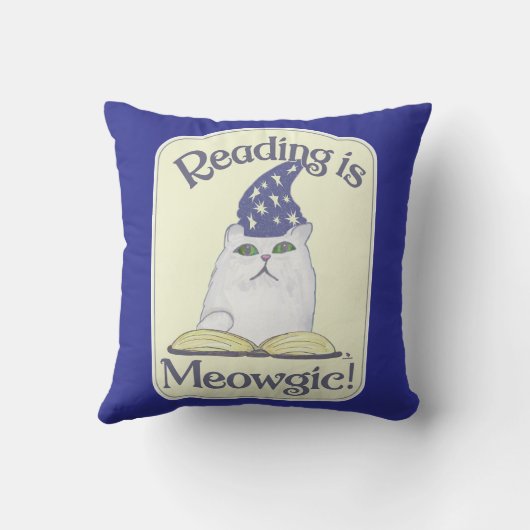  Reading is Magical Cat Fun Cartoon Art クッション (裏面)